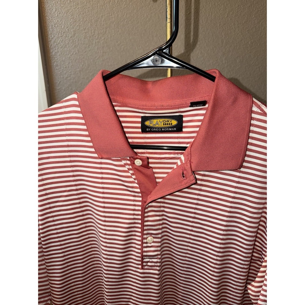 Greg Norman Mens Striped Short Sleeve Golf Polo Size M EUC